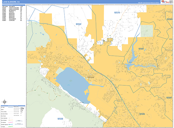 Lake Elsinore Wall Map